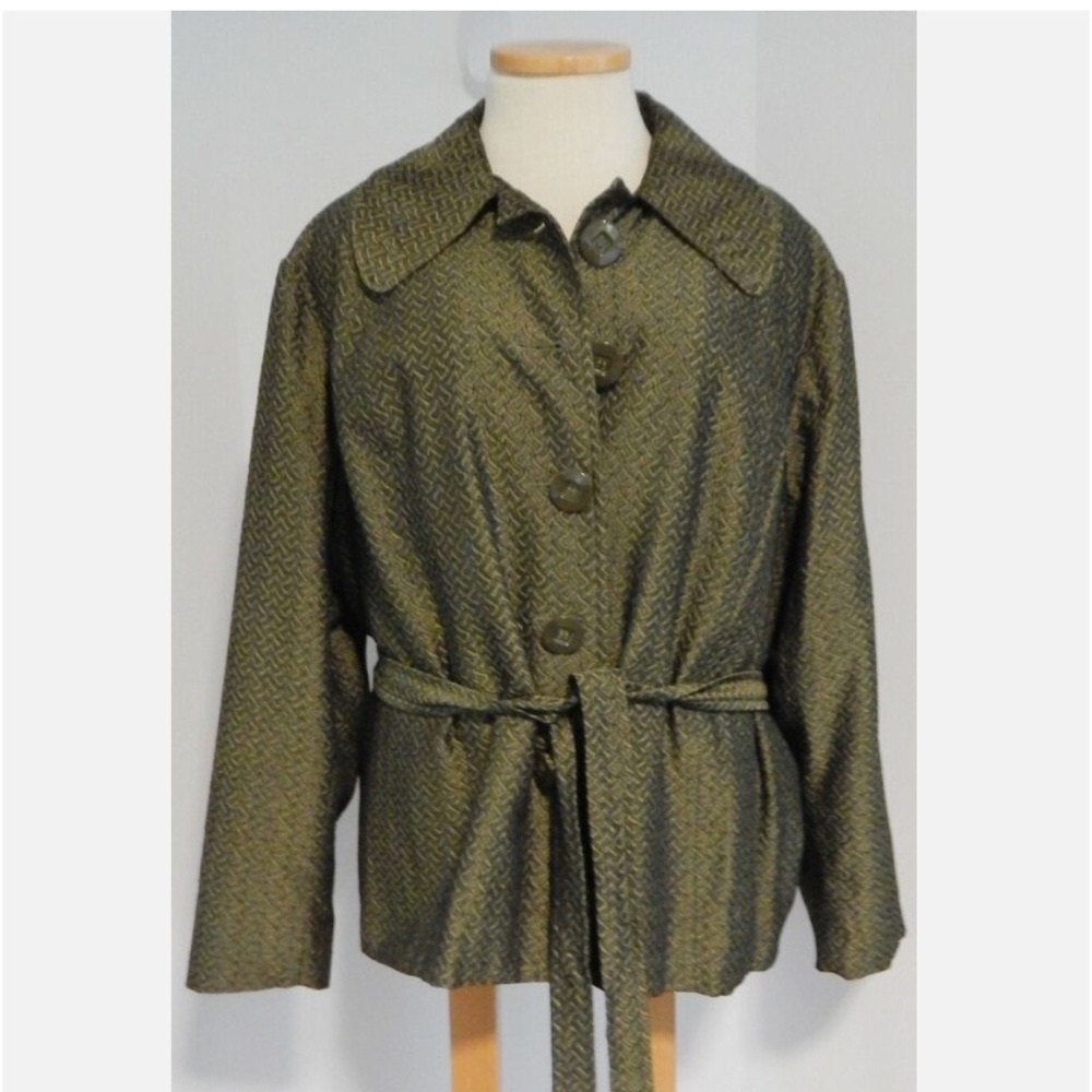 Maggie Barnes- Green, Button Down, Fully Lined, Belted Jacket Size 2X